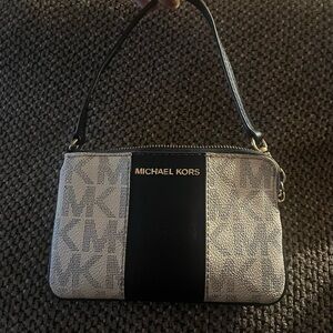 Michael Kors Monogram Blue and Cream Wristlet